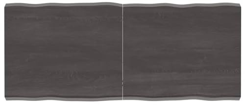 ShGaxin Tischplatte Dunkelgrau 140x60x6 cm Eichenholz mit Baumkante, Arbeitsplatte, Holzplatte, Schreibtischplatte, Waschtischplatte, Küchenarbeitsplatte