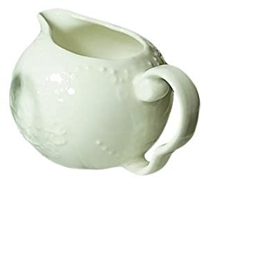 Small Milk jug,Creamer Jug,Churn Jug,Ceramic Milk Jug Embossed Porcelain Seasoning Jar Household Sauce Syrup Jar Pointed Creamer Coffee Utensil 200ml Milk(Color:White)