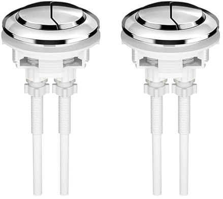48mm Dual Flush Push Button, Replaceable Toilet Flush Button, Chrome Flush Water Tank Push Buttons Accessories for Closestool 2PCS