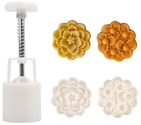 Set di stampi cinesi per torte di luna, stampo per torta di luna con 2 formine per biscotti con regolabili, stampi fai da te a forma di luna (R)