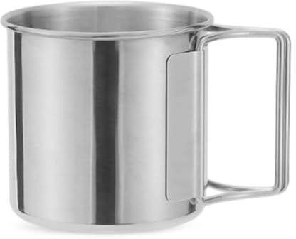 Fiorky Camping-Wasserbecher mit faltbarem Griff, Kaffeetasse, leicht, for Tee, Bier, Kaffeebecher, Edelstahl, for Camping, Wandern (220 ml)