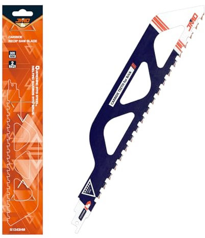 JMD 1-Piece S1243HM 305mm 2TPI Carbide Reciprocating Sabre Saw Blades for Hollow Brick Cement Concrete Cutting Compatible with Milwaukee Makita Dewalt Ryobi etc