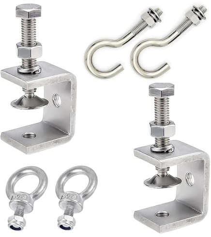 C-Abrazadera, Abrazadera De Tornillo, Abrazadera De Viga, Juego de Abrazaderas C de Acero Inoxidable Abrazadera, Abrazadera Abierta de 30 mm, Rango de sujeción ajustable 0-25 mm, Completo con gancho y