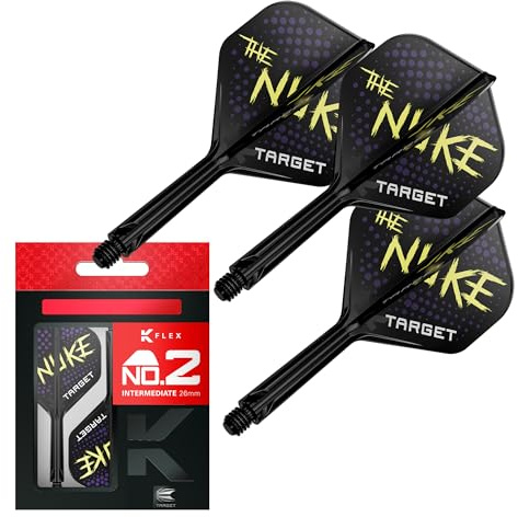 TARGET Darts Luke Littler K Flex flygningar och skaftsystem, nr.2 mellanliggande (26 mm) paket med 3 allt-i-ett Kflex-flygningar, spelutgåva darttillbehör | K-Flex nr 2 flygning och mellanliggande