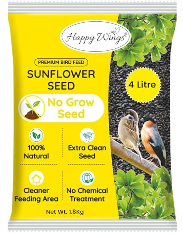 1.8KG Black Oil Sunflower Seeds Wild Bird Food, No Grow, No Waste Bird Seed | High in Oil & Protein, High Fat & Energy Content, USDA & BRC-GS Approved, Finches, Sparrows, Chickadees, Cardinals, No Mess