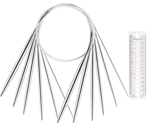 Stricknadeln Rundstricknadel 80cm,6 Stk Edelstahl Rundstricknadeln,Stricknadeln Set 2mm/3mm/4mm/5mm/6mm/8mm,Rundstricknadeln Set Austauschbar,Knitting Needles,Rundstricknadel Set (80CM/2-8mm)
