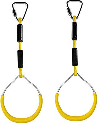 HONMEET 2stücke Bunte Turnringe Für Junge Mädchen Gymnastikringe Outdoor Kletterringe Trainingsringe Robust rutschfest Gelb Für Spielplatz Garten Und Fitness