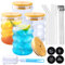 KIMIGO Juego de 4 Piezas Tazas de Vidrio de Burbuja(350ml),Tazas de Café de Vidrio con Tapa y Juego de Cuchara,Tazas de Café de Cristal,Vasos de Vidrio para Té,Café,Leche,Latte,Macchiato