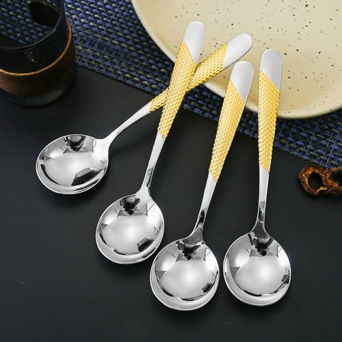 DAFFODILY® Suppenlöffel Gold – verschönern Sie Ihr Besteck-Set mit hochwertigen Tafellöffeln – elegantes und langlebiges Design – perfekte Ergänzung für jedes kulinarische Erlebnis
