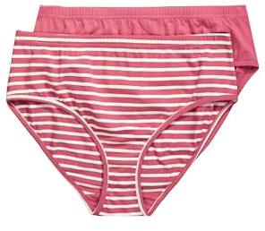 Ulla popken damer stora storlekar överdimensionerade plus size trosor, 2-pack, ring/uni, ekologisk bomull, HALLON, 46-48