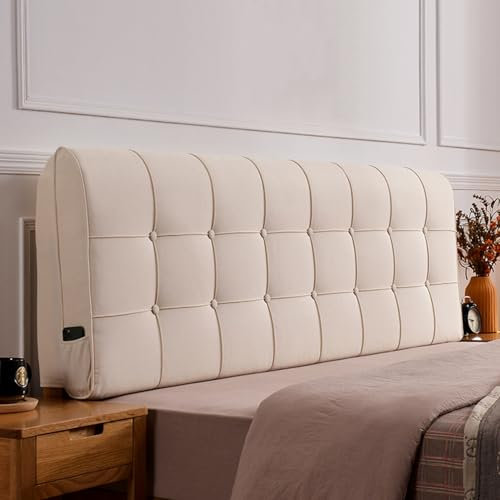 ZZYK Beige,Straps/75x23x4In, Kopfteil Bett Kissenbrett Wandkissen Große Rückenlehne Keil Lendenwirbelstützkissen,Rechteckkissen Abnehmbares Schlafsofa Etagenbett Kopfteil