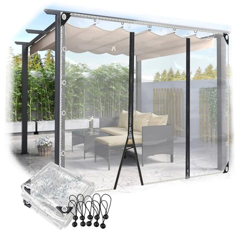 Outdoor Vorhänge Transparente Planen Seitenteile mit Reißverschluss wasserdichte Planenvorhänge, for Pergola Pavillon Terrasse(2x2m)