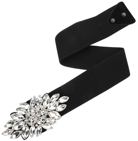 Healeved Cintura da Sposa con Decorazioni Brillanti Elastica in Vita per Abiti Eleganti Matrimonio Donna, Accessorio Raffinato per Cerimonie e Feste Formali, Larghezza Regolabile 70 Cm Bianca