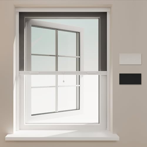 Radeco® Store moustiquaire pour fenêtre, 65 x 150 cm (l x H), filet noir, profil blanc pur, découpe individuelle, store moustiquaire
