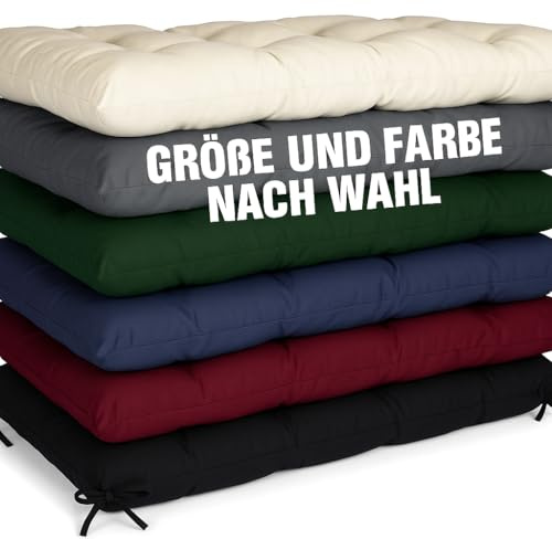 Bankauflage nach Maß gesteppt ● mit und ohne Rückenlehne ● In- & Outdoor Sitzpolster Bankkissen für Gartenbank, wasserabweisend & UV-beständig individuelle Maße wählbar ● Hochwertiges Sitzkissen