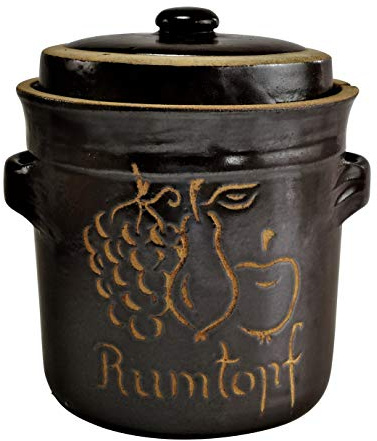 Haushalt-Krausse.de Gärtopf Steinzeugtopf Rumtopf Sauerkrauttopf Inhalt 3 l mit Deckel Dekor Früchte