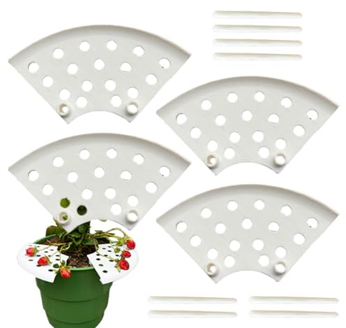Genérico Soportes para Fresas de Jardín | Estructura de Cultivo para Fresas - Juego de 4 Unidades Soporte Protector con Estructura de Rejilla para Macetas de Frutas Flores Rosas Jardín y Terraza