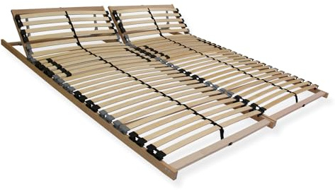 Sleepneo Stabiler Lattenrost 160x200, Lattenrahmen Buche, 28 Latten, 7 Komfortzonen, Federholzrahmen Made in Germany, Lattenrost Kopfteil verstellbar, Lattenrahmen Traglast bis 150Kg