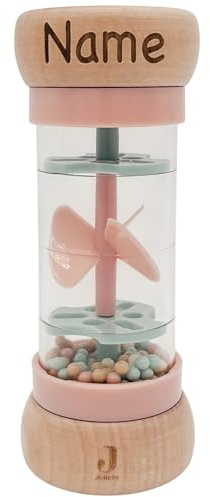 Regenmacher Baby Rassel personalisiert Babyspielzeug ab 3 Monate Taufgeschenk für Mädchen Spielzeug Babyrassel Geschenk Babygeschenk Geburtsgeschenk (Rosa)