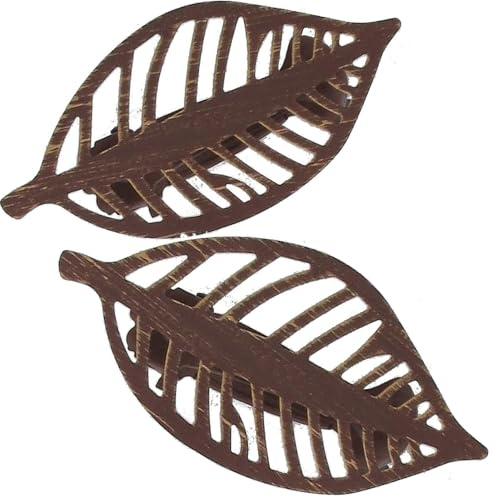 2 Embrasses, Pinces à Rideaux décoration en Metal, modèle Feuille Couleur Rouille