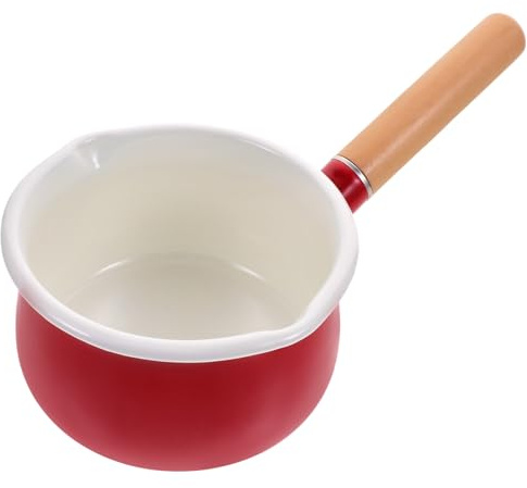 TOYANDONA Casserole à Lait en Émail 15 Cm Rouge Double Bec Multifonction Antiadhésive pour Cuisson Bébé Compatible Plaques Électriques et Induction Usage la Cuisine Quotidienne