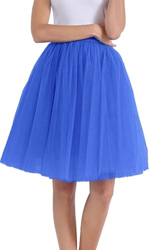 Tüllrock Damen 4-Layers 50Er Rock Retro Ballet Tanzrock Tüll Ballett Tütü Rockabilly Petticoat Unterrock Tanzkleid Ballkleid Abendkleid Gelegenheit Zubehör Karneval Kostüm Tutu Cosplay, S-XXL