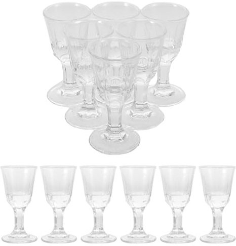 OSALADI 12 Copas de Licor de Vidrio Transparente 10 Ml Base Gruesa y Tallo Alto – Juego de Mini Vasos para Whisky y Cócteles Ideales para Fiestas Eventos y Reuniones en Casa