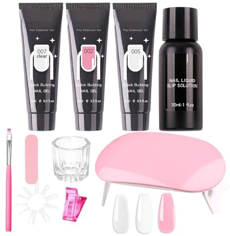 Kit Gel Poly pour Ongles | Fournitures pour Manucure,Set d'Extension d'Ongles au Gel - pour Débutantes Professionnelles Étudiantes Femmes Salons à Domicile Soins Spa Journée