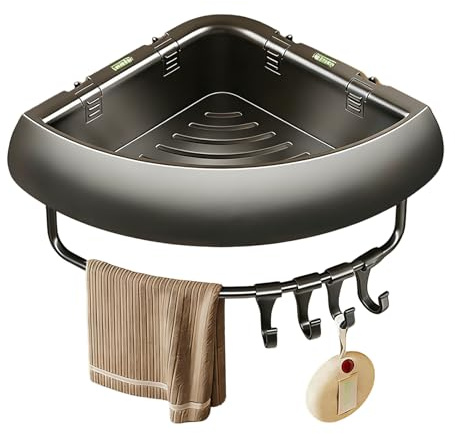 Genérico Estantes De Ducha De Esquina - Organizador Triangular Sin Taladros Anticorrosivo con Ganchos - Repisas De Baño Y Ducha - para Encimera Baño Bañera Hogar Hotel Apartamento Champú