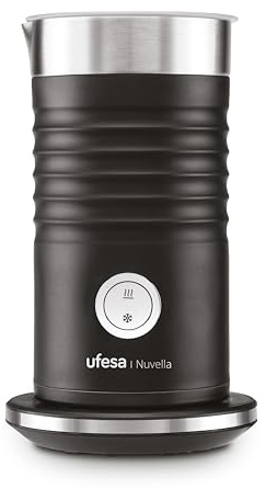 Ufesa Espumador de Leche Eléctrico Nuvella, Potencia 600W, Capacidad 200 ml, 3 Funciones, Espuma Caliente y Fría, Calienta Leche, Tecnología Magnética, Jarra Antiadherente