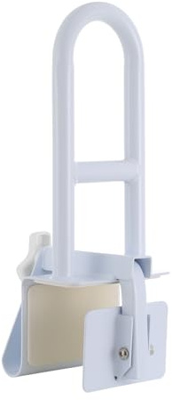 Aide à l'entrée de baignoire, poignée de baignoire avec largeur réglable de 8 à 17,5 cm, max. 136 kg, poignées pour personnes âgées, adultes, blanc, hauteur de la poignée 31 cm