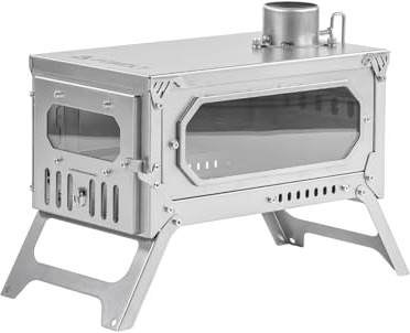 POMOLY T-Brick Mini 2.0 Portable Titanium Wood Stove for Solo Hot Tent Camping