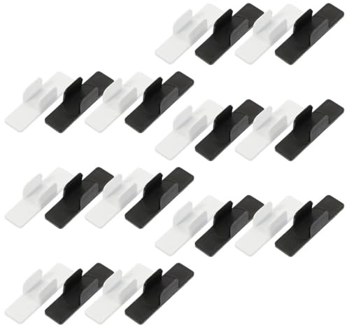 Cabilock 24pcs Adhesive Whiteboard Pen Holders and Pencil Clips with Sponge Base, U-shaped Writing Pen Buckles for School Desk Organization, Black and White