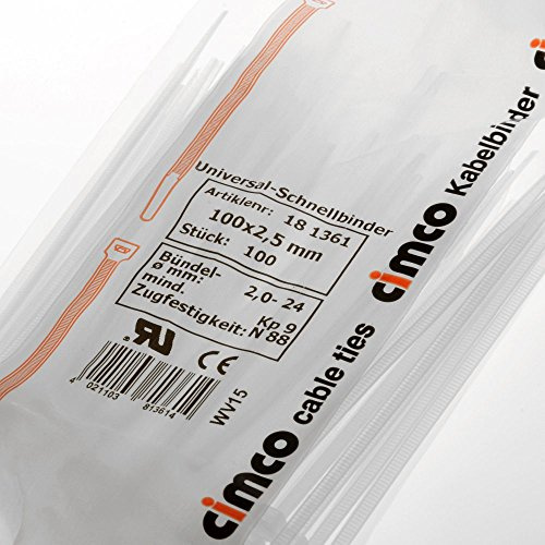 Cimco Kabelbinder 100 x 2,5, Natur, 181361