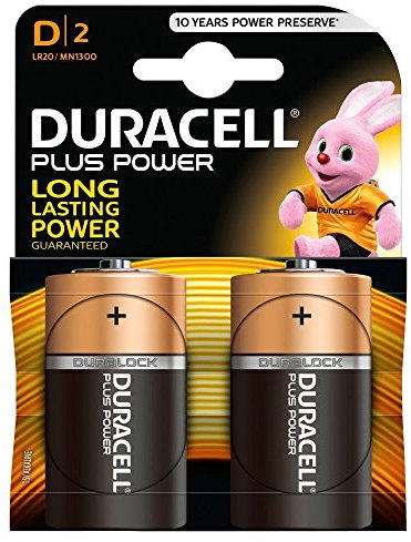 Duracell Plus Power Duralock D Battery 2 Pack