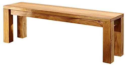 MASSIVMOEBEL24.DE Bank Sheesham braun geölt Nature Brown #101 | 140x35x45 cm (BxTxH) 23 kg Landhaus zerlegt vollmassiv