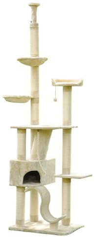 nanook Kratzbaum Sigurd XXL deckenhoch groß mit Höhle Deckenspanner Sisalstämme 11 cm große Katzen Farbe beige