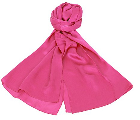 PB-SOAR 100% Seide Seidenschal Schal Halstuch Stola, einfarbiger Schal aus reiner Seide, schlicht und leicht, 8 Farben auswählbar (Pink)