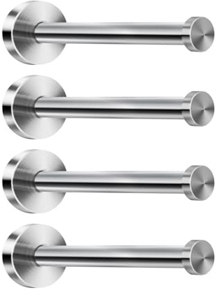 NELXULAS Brushed Stainless Steel Bath Towel Hooks Single Super Heavy Duty Wall Mount Hook, Coat Hook (6, 4 PCS)