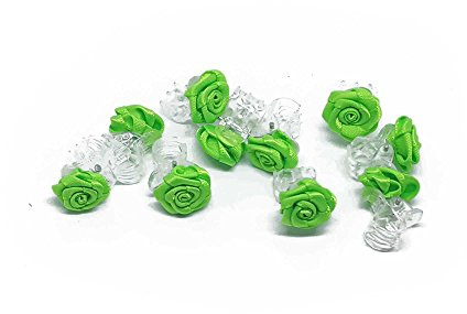 10 x Rosen auf Haarklammer - Brauthaarschmuck - Rosenhaarklammern (grün)