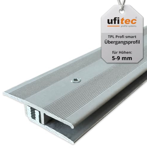 ufitec® Profi Smart Profilsystem für Vinylböden - geeignet für Belagshöhen von 5-9 mm - ALU eloxiert - SILBER - (Dehnungsfugenprofil - Länge: 270 cm, Silber)