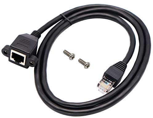 AAOTOKK Cat 6 Ethernet Rete Cavo,Ethernet RJ45 Maschio a Femmina Cavo Connettore di Rete Prolunga Vite Schermato Montaggio Pannello per Router,Modem,Console TV Box (1 M/3ft)