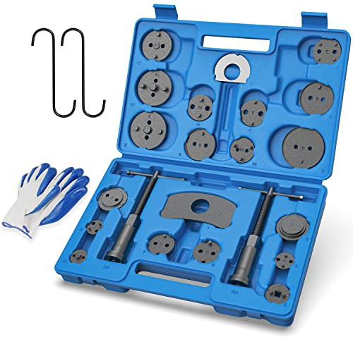 MOSTPLUS Universal Disc Brake Caliper Wind Back Tool and Piston Compression Sets-26 Pieces (Blue)