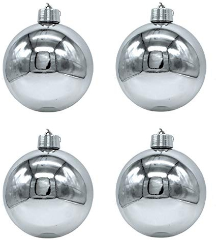 DARO DEKO Weihnachts-Kugel XXL Ø 20cm - 4 Stück Silber glänzend
