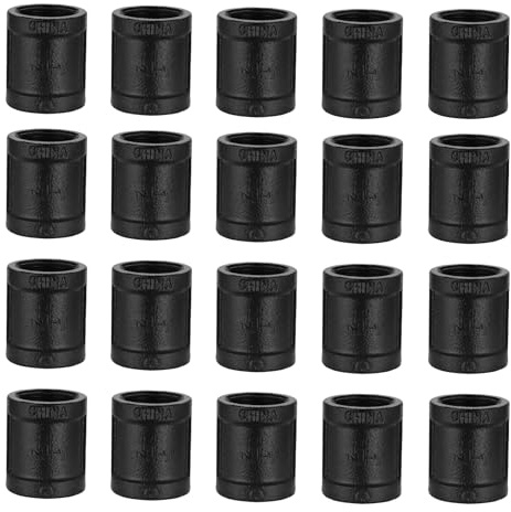 1/2 Black Painted Coupling, Home TZH 20 Pack 1/2 Female Threaded Cast Iron Coupling for Steam-punk Vintage Shelf Bracket DIY Plumbing Pipe Decor Furniture (20, Black Painted 1/2 Inch)