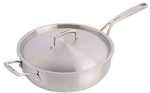 Babish Tri-Ply Stainless Steel Saute Pan w/Lid, 5-Quart