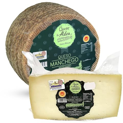 QUESOS LA ALDEA | Queso Manchego Curado de Oveja Artesano de Origen D.O. | Queso Gourmet 1.5 kg | Perfecto para Packs Regalo de Quesos gourmet, Cesta y Regalo Gourmet | Queso Curado
