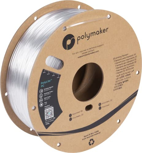 Polymaker PC01002 PolyLite Filament PC (Polycarbonat) hohe Steifigkeit, hitzebeständig 2.85mm 1000g