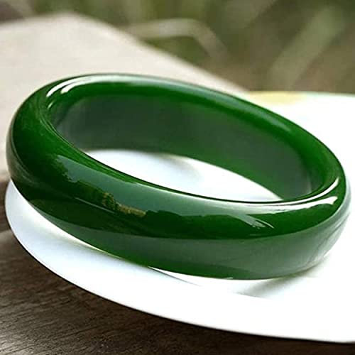 YEITH Jade Armreif für Frauen Echt, Natürlicher Grüner Jade-Armreif, Handgemacht,Chinesische Art Runden Armreif, mit Geschenkbox,62mm
