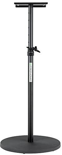 Pronomic SLS-128 BK Studio Monitor-Stativ mit Rundsockel, 5 cm, Gewicht: 10 | Höhenverstellbar von 75 bis 123, 5 cm, Schwerer Rundsockel aus Gusseisen, Durchmesser Sockel: 44 cm, Integrierte Kabelklemmen